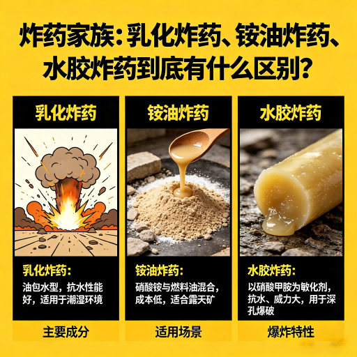 成县炸药家族：乳化炸药、铵油炸药、水胶炸药到底有什么区别？